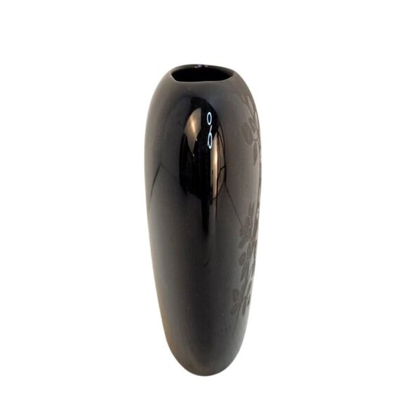 Russ Berrie Black Ceramic Decorative Small Vase 5054 - Picture 4 of 10